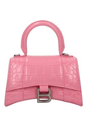 Balenciaga Pink Small Hourglass Crocodile Purse